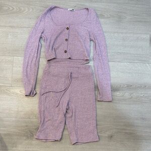 Fashion Nova Lavender Ribbed Shorts Set